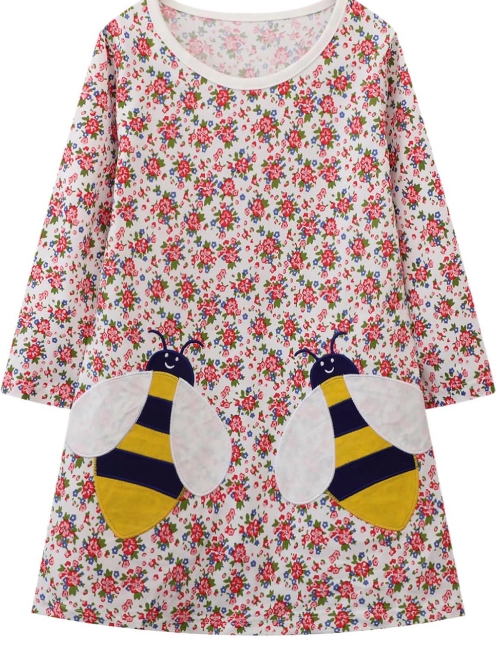 Girls Floral BumbleBee Appliqué Dress
